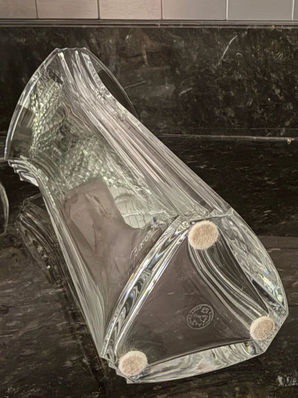 Baccarat 9.75” Crystal Triangular Vase | Made in France